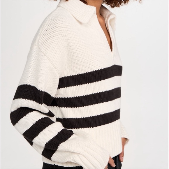 VELVET black stripe polo sweater - Picture 3 of 9